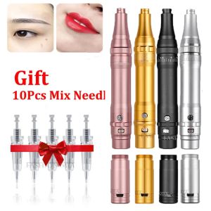 Guns Professional Wireless PMU Machine Tattoo Pen Kit para sobrancelhas Miroblading Eyeliner Lip Sylehash Pen de tatuagem rotativa permanente