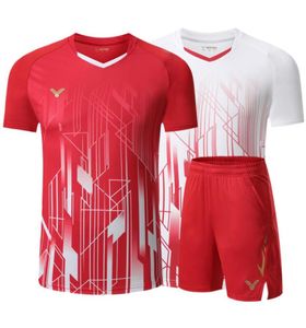 Новый костюм для бадминтона для мужчин039 и женщин039, шорты с короткими рукавами, быстросохнущая спортивная футболка, теннисная рубашка, одежда для настольного тенниса s5055601