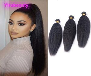 Малайзийские человеческие волосы Yirubeauty Kinky Straight Virgin Hair 3 пучка Наращивание волос Двойные утки 95105gpiece Yaki Straight4333058