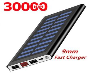 30000mAH Solar Güç Bankası Harici Batarya 2 USB IPhone Samsung Xiaomi Charger4501376 için LED Taşınabilir Powerbank Cep Telefon