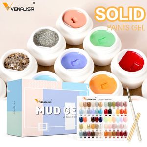 30 Цвета Venalisa Mud Painting Gel Set Full Oppage Creamy For Nail Art Design 5 мл замачивается от ультрафиолетового лака 240219