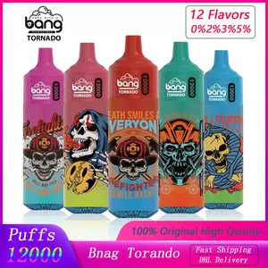 Bang Tornado Puff 12K одноразовые вейсы Pen E Cigarette Puffs 12000 Deseacable Tastefog Аккумуляторная батарея 20 мл сетчатая сетка катушка Vaper Whotsealer