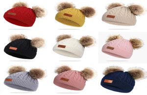 14 Stil Kış Kız Kızlar Örme Şapka Beanies Kalın Bebek Sevimli Çift Saç Top Tığ işi Cap Infant Toddler Sıcak Kapaklar Erkek Kız Pom7544929