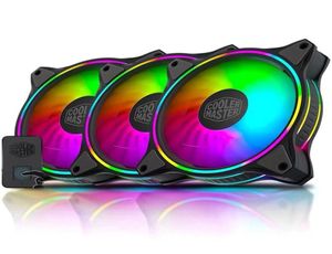 Almofadas de resfriamento de laptop Cooler Master MF120 ARGB 3 em 1 12cm RGB Computer Case Fan 120mm CPU Radiator Water Substitui ventiladores com Controlle2088154