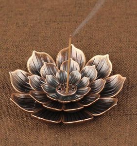 Incense Burner Reflux Stick Incense Holder Home Buddhism Decoration Coil Censer With Lotus Flower Shape Bronze Copper Zen Budd4335510