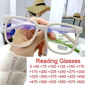 Солнцезащитные очки, простые белые квадратные очки для чтения для женщин и мужчин, брендовый дизайн, компьютерные очки с рисовым гвоздем, анти-синий свет, увеличительное стекло