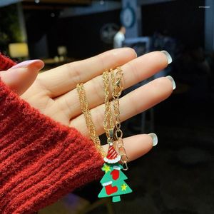 Pingente colares corrente jóias acessórios de traje para menina árvore de natal cacto personagens animal colar