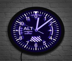 Altimetre Neon İşaret LED Duvar Saat İrtifa Ölçer İzleme Pilot Hava Düzlem İrtifa Ölçümü Modern Duvar Saati İzle Gag Hediyesi Y9946936