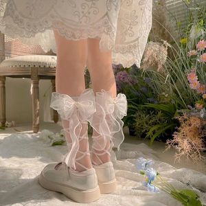 Saç Aksesuarları Moda Bebek Kız Prenses Bow Love Tül İpek Çoraplar Toddler Çocuk Lolita Elbise Sevimli Çizgi Kıyafetleri 1-10y