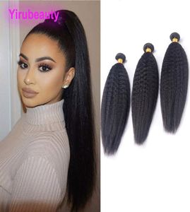 Cabelo humano malaio Yirubeauty Kinky Straight Virgin Hair 3 pacotes extensões de cabelo tramas duplas 95105gpiece Yaki Straight7917946