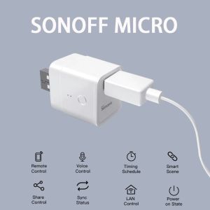 Управление SONOFF Micro Mini Wi-Fi USB-адаптер питания USB 5 В Умный дом Пульт дистанционного управления через приложение eWeLink Google Home Alexa Voice