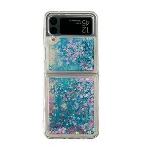Чехлы для Samsung Galaxy Z Flip 4 Flip3 Huawei P50 Pocket с блестками Liquid Quicksand Bling Star Love Clear TPU Противоударный Co8726682