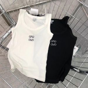 Loweve Tank Top Kadın Nakış Logosu Üstler Kadınlar Yaz Kısa İnce Göbek Açıkta Kıyafet Elastik Spor Örgü Tankları Bayan Yelek Örme Külot kırpılmış üst