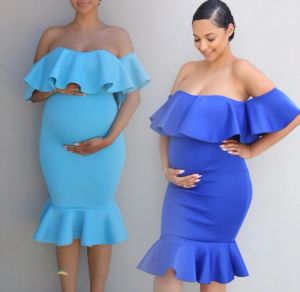 Elbiseler Ruffles Analık Gebelik Elbise Fotoğraflar Fotoğraf Çekimleri için Seksi Doğum Kıyafetleri Artı Beden Kadınlar İçin Hamile Elbiseler