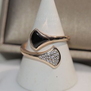 Diva Serisi Tasarımcı Yüzüğü Kadın Çift Taraflı Kabuk Acate Sterling Gümüş Altın Kaplama 18K En Yüksek Sayaç Gelişmiş Malzemeler Avrupa Boyut Marka Tasarımcısı 046