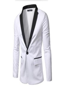 Şık erkekler ceket beyaz resmi takım elbise ceket siyah yaka tek düğmesi özel yapılmış damat düğün smokin ceket8363915
