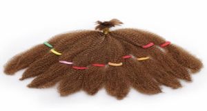 Moda mongol afro kinky cabelo encaracolado pacotes bulks extensões de cabelo sintético curto loiro 10 polegadas 50g cabelo trançado para bla8850229