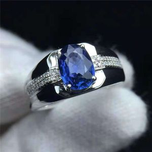 Fornitore d'oro di vendita caldo Grande anello in oro 18 carati con zaffiro blu per uomo