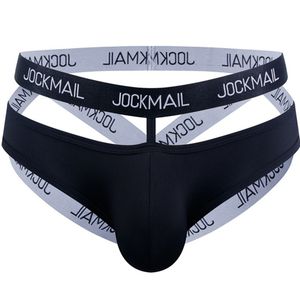 JOCKMAIL, сексуальное нижнее белье, мужские трусы, хлопковые трусы-бикини для геев, мужские сексуальные прозрачные спортивные штаны, белые, черные JM254