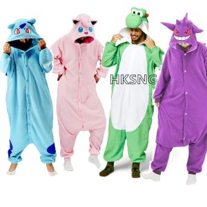 Костюмы HKSNG Йоши Дракон Пингвин Кигуруми Onesie Лягушка Черепаха Кошка Пижамы Животное Взрослый Флис Косплей Костюм Домашняя Одежда Для Вечеринки