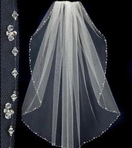 Novo estilo novo design véus de casamento curtos com o frisado Pinterest popular branco barato véus de noiva uma camada de renda de casamento véu5216120