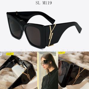 Лучший роскошный дизайнер SL M119/F Blaze Солнцезащитные очки классические мужчины женские женские очки бренд и та же черная мода большая рама кошачьи глаза солнцезащитные очки