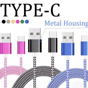 Нейлоновые тканевые кабели, медная тканая USB-линия передачи данных для Samsung Type C/Mirco/5/6/7, 1 м, 2 м, 3 м, зарядный кабель с сумкой Opp
