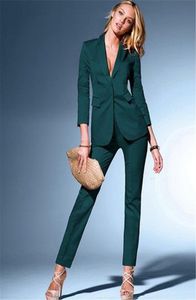 Kadın koyu yeşil takım elbise pantolon iş takımları ile blazer resmi ofis zarif takımlar için zarif takımlar ince fit özel yapılmış 8562206
