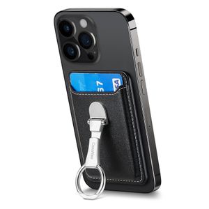 İPhone 15 Apple 15p Backstick Lüks Kart Çantası Deri Manyetik Magsafe Süper Manyetik Kart Tutucu Yüzük Bilek Tokası