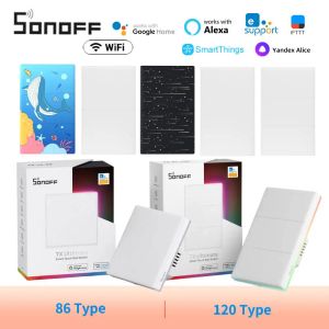 Контролировать новый Sonoff TX Ultimate T5 Smart Wall Switch Wi -Fi Светодиодный край светодиодного светодиода Ewelink Пульт дистанционного управления через Alexa Google Yandex Alice SmartThings