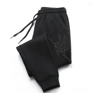 Мужские брюки с V-образным знаком, мужские спортивные штаны с рисунком руки, классические черно-белые уличные брюки в стиле фанк, хиппи, хлопок, повседневная оптовая продажа