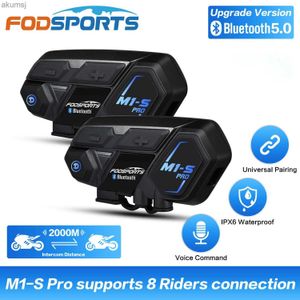 Cep Telefonu Kulaklık Fodsports M1-S Pro Motorcycle kask Intercom 2000m Kablosuz Bluetooth Kulaklık İnterkomikador Moto 8 Riders Kulaklık YQ240304