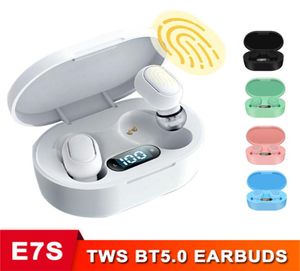 E7S TWS Black Ear Bud True Беспроводные наушники BluetoothСенсорное управление Водонепроницаемые стереонаушники-вкладыши с чехлом для зарядки Встроенный9414628
