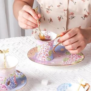 Кружки китайский костяной костяной чашка американский сад в стиле цветов и птичий керамический кофейный чай