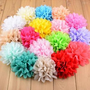 Dekoratif çiçekler 6pcs 10cm Katı Şifon Chrysanthemum Çiçek El yapımı kumaş Diy dekorasyon el bandı bezi için 20 renk stok