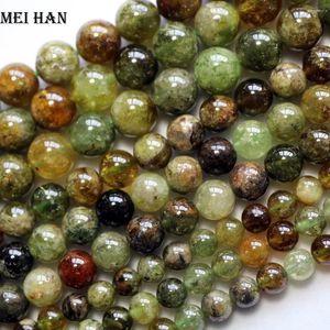 Gevşek değerli taşlar meihan (64 beads/iplik) doğal 6mm yeşil garnet mücevher için pürüzsüz yuvarlak boncuklar diy yapım tasarımı