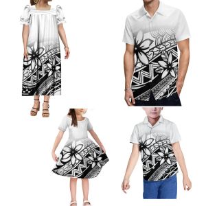 Giyim Özel Polinezya Aile Seti Kadınlar Muma Elbise Erkek Gömlek Erkek Gömlek Kız Elbise Özel Sanat Desen Partisi Seti