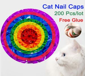10 Karışım Renkleri 200 PCSlot Yumuşak Kazan Anti Köpek Kedi Tırnak Kapakları Kapak Kontrol Pençe Pençeleri Pet Tırnak Koruyucu Tutkal ve A6878564