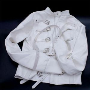 Ceketler Beyaz İltica Düz Ceket Kostümü S/M L/XL Vücut Kablo Demeti Kısıtlama Armbinder