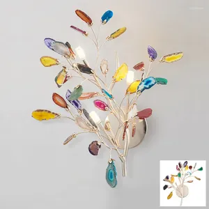 Duvar lambası modern dekoratif sanat çiçek LED Işık Sconce Jitside Altın Ağaç Şube Yaprak Acate Renk Cam