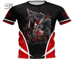 Erkek Kadın Şövalyeleri Templar T Shirt Yaz 3d Tshirts Savaşçı Baskı Siyah Beyaz Kırmızı Tees Sıradan Kısa Kollu Üst Giyim MX2007211500888