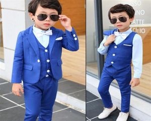 Bebek Çocuklar İçin Mavi Giyim Takımları Blazer Yelek Setleri Yeni Çocuk Düğün Giysileri27013062079