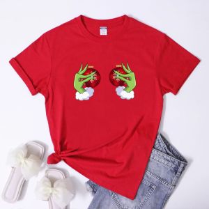 T-shirt Palla di Natale Boobs Graphic Tshirt Divertente vacanza invernale Regalo Tshirt Trendy Women Merry Xmas Party Tee Shirt Top