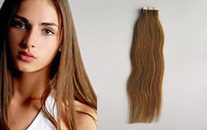 Remy Saç Bantında İnsan Saç Uzantıları 10 ila 24 inç 40pcs 100g İpeksi Düz Pu Saç parçaları Dikişsiz Cilt Atkı Saçı8266791