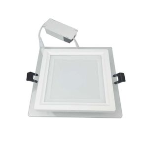 Dimmbare Einbau-Downlights aus Glas, 6 W, 9 W, 12 W, 18 W, 24 W, 30 W, LED-Flächenleuchten, rund, quadratisch, 85–265 V