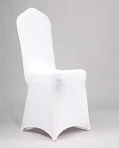 100pcs ucuz evrensel beyaz spandeks düğün sandalye kapakları parti ziyafeti el yemek streç elastik polyester kapak koltuğu y200103470379