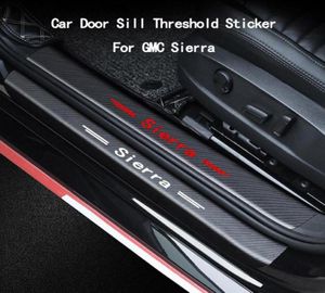 GMC için Sierra Araç Kapısı Eşik Koruma Etiketi Karbon Fiber Desen Emblem Dahası74817424992389