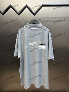 xinxinbuy erkekler tasarımcı tee t shirt 2024 paris grafik yok edilmiş mektup baskı deseni kısa kollu pamuk kadınlar mavi siyah kırmızı xs-3xl