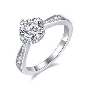 Venda direta da fábrica de alta qualidade coração quatro pinos moissanite pedra 925 prata anéis de noivado de casamento feminino
