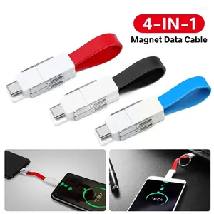 Магнитный брелок в 1, USB-кабель, провод для микрозарядки, тип C, 8-контактный портативный короткий шнур для передачи данных Power Bank для IPhone Android